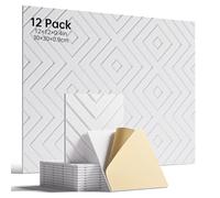 Woovio Paneles de insonorización, paquete de 12 paneles acústicos autoadhesivos de pared acústicos de alta densidad para estudio de podcast, sala de estar, oficinas, 30 x 30 x 0,9 cm, color blanco