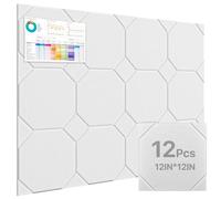 Woovio Paquete de 12 paneles de pared insonorizados, paneles acústicos autoadhesivos, 12 x 12 x 0.4 pulgadas, panel absorbente de sonido para paredes, puertas, techos, estudio de codificación de