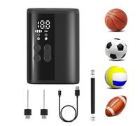 Woowind Bomba eléctrica de baloncesto con manómetro de iluminación LED y banco de energía, inflador automático de pelotas portátil con aguja de pelota para fútbol, pelotas deportivas (P101-negro)