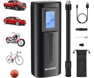 Woowind Compresor Aire Portátil con Batería Externa, Coche Bici Moto