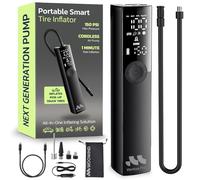 Woowind Compresor Aire Portátil para Coche, Bicicleta, Moto, SUV y Pickup - Inflador Eléctrico de Neumáticos Recargable, 150 PSI, Uso Inalámbrico o con cable 12V DC, Apagado Automático y Linterna LED