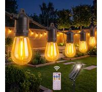 Woowtt Luces solares S14 para exteriores de 15 m, cadena de luces solares para jardín con 27 bombillas LED inastillables, 8 modos de luces colgantes impermeables para árbol para cenador, patio, boda