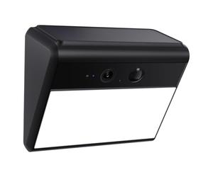 WOOX Camara Vigilancia Exterior Solar con Luz de Pared, 2K Camaras de Vigilancia WiFi sin Cables, Luz activada por Movimiento, Detección de IA para Personas/Vehículos, Visión Nocturna en Color, IP65