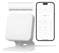 WOOX Controlador Inteligente Universal para Aire Acondicionado y Bomba de Calor, Wi-Fi Termostato Domótico, Termómetro e Higrómetro, Mando a Distancia IR, Compatible con Alexa y Google
