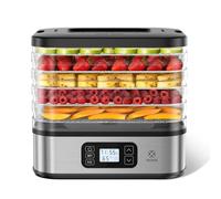 WOOX Deshidratador de Alimentos 240W, Deshidratador con 5 Bandejas Altura Regulable, Pantalla LED, Temporizador 99H y Temperatura Ajustable, Deshidratadora de Frutas y Verduras, Sin BPA