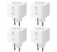 Woox Enchufe Alexa para medir el consumo de energía, 4 unidades, enchufe WiFi con contador de electricidad 16 A, certificado TÜV, temporizador y control por voz, compatible con Alexa Google Home