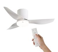 WOOX Ventilador de Techo con Luz, 86 cm (34") Ventilador Blanco Moderno, LED Regulable 3000K-6000K con Mando a Distancia, Reversible, 6 Velocidades, Silencioso para Dormitorio y Salón