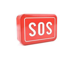 WOOXGEHM Lata de Metal Rectangular, Diseño SOS, Caja Vacía de Metal, Caja de Lata de Almacenamiento Rectangular Roja con Tapa, Latas Organizadoras de Almacenamiento de Metal para Dulces, Golosinas