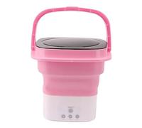 WOOXGEHM Mini Lavadora Portátil, Mini Lavadora Plegable con Adaptador de Drenaje, Motor de Alta Velocidad para Ropa Ligera y Delicada/RV Camping/Apartamento/Dormitorio(Rosa UE)