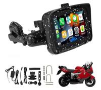 WOOYI Navegador GPS Moto, Pantalla Táctil 5 Pulgadas Carplay Inalámbrico, IPX7 Impermeable, Conexión BT, WiFi 4G USB Plug and Play, Posicionamiento Preciso, Mapa en Tiempo Real