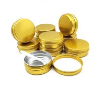 Wopanxye 10 latas redondas de bálsamo labial de 60 ml, latas de aluminio de 60 g, recipientes de muestra cosméticos dorados con tapa de rosca, tarros de viaje de almacenamiento vacíos de metal de 60 g