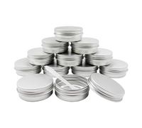 Wopanxye 12 unidades de 30 ml pequeñas latas de metal de viaje de aluminio con tapa, mini recipientes plateados para cosméticos, loción, ungüentos, botellas de crema, velas, té, píldoras, tornillos