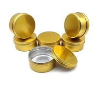 Wopanxye 6 tarros de aluminio de 150 ml con tapas de rosca, recipientes vacíos de bálsamo labial de maquillaje de 5 onzas, tarros redondos de viaje, latas de metal dorado para limo, bálsamo de crema,