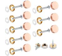 Wopanxye 8 tornillos de espejo, 21 mm de acero inoxidable cepillado, tapa de latón decorativo, cubierta de metal cromado, para letreros de vidrio, placas de baño, paneles de té, mesa de café, armario