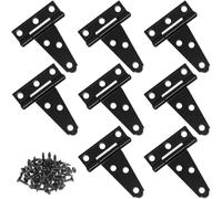 Wopanxye Bisagras de puerta negras para puertas de cobertizo, 2 pulgadas (45 mm), paquete de 8 bisagras en T con tornillos, rotación de ángulo de 270 grados, resistentes al óxido, para puertas de