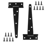 Wopanxye Bisagras negras para puertas de cobertizo, 8 pulgadas (200 mm), paquete de 2 bisagras en T para puerta exterior con tornillos, rotación de ángulo de 270 grados, resistentes al óxido, para
