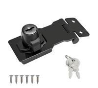 Wopanxye Cerrojo de Puerta con Perilla Giratoria y Llave, Cerradura de Seguridad Negra con Grapa, Hebilla de Pestillo de Acero Inoxidable, para Armarios, Alacenas, Cajones, Closets, Dormitorios