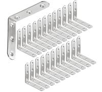 Wopanxye Paquete de 24 soportes de esquina, 16 x 60 mm, ángulo recto, en forma de L, soportes de metal reforzados para madera, madera, chapa de acero inoxidable, conector de reparación para muebles