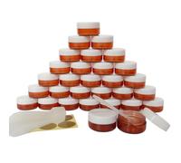 Wopanxye Paquete de 30 tarros redondos de plástico de 10 gramos y 10 g con tapas negras, contenedores de muestras de cosméticos, tarros de almacenamiento, tarros de viaje para organización de sombra