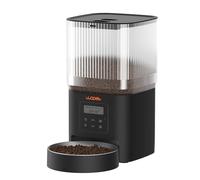 WOPET Dispensador automático de Comida para Gatos, 4 L, con Control por aplicación, para alimentación Lenta, grabación de Voz de 10 Segundos, 1 - 10 Comidas al día para Gatos y Perros (Negro-Regular)