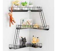 WOPITMER Fire Escape - Estante de pared de 3 niveles estilo ciudad moderno, estante de escalera de metal fácil de instalar para figuras, estantes decorativos de Nueva York para baño, sala de estar y
