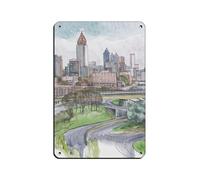 WOPIYNAG Atlanta Painting - Póster retro de metal con letrero de estaño, arte elegante, pintura de hierro, bar, cueva de personas, cafetería, familia, garaje, póster decorativo de pared, 20 x 30 cm