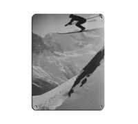 WOPIYNAG Cartel de metal vintage con diseño de salto de esquí, Alpes, Francia, para decoración de pared del hogar, 30 x 40 cm