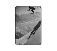 WOPIYNAG Cartel de metal vintage con diseño de salto de esquí, Alpes, Francia, para pub, club, cafetería, bar, hogar, decoración de pared, póster retro de 20 x 30 cm