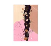 WOPIYNAG Lienzo decorativo con diseño de chica con flores y trenzas de pelo de Aestheti, 30 x 45 cm