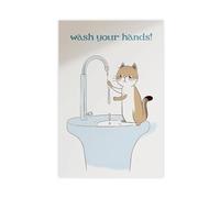 WOPIYNAG Lienzo digital con texto en inglés "Wash Your Hands" para decoración de dormitorio, decoración de paisaje, regalo, 20 x 30 cm