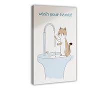 WOPIYNAG Lienzo digital con texto en inglés "Wash Your Hands" para decoración de dormitorio, decoración de paisaje, regalo, 40 x 60 cm