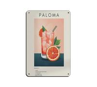 WOPIYNAG Paloma - Cartel de metal vintage con impresión de cóctel para pub, club, cafetería, bar, decoración de pared del hogar, póster retro de 20 x 30 cm