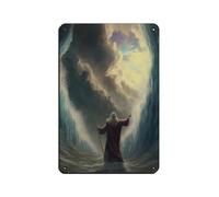 WOPIYNAG Póster retro original de Moisés partiendo del Mar Rojo, cartel de metal de estaño, arte elegante, pintura de hierro, bar, cueva de personas, cafetería, garaje, póster decorativo de pared, 20