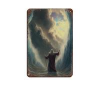 WOPIYNAG Póster retro original de Moisés partiendo del Mar Rojo, cartel de metal de estaño, arte elegante, pintura de hierro, bar, cueva de personas, cafetería, garaje, póster decorativo de pared, 20