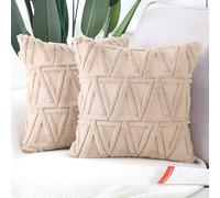 Woplagyreat Funda Cojin 40x40 Juego de 2 Fundas Cojines Sofa Almohada Cama Decorativos Decoracion Habitacion Hogar Salon Decoración Adornos Home Decor Modernos Felpa Almendra Patrón Triangular