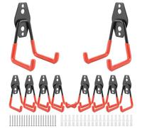 WOPPLXY 10 Colgadores de Pared para Garaje, Color Naranja, para Cargas Pesadas, Garaje, Escalera, Manguera, Silla, Bicicletas, Herramientas Eléctricas Voluminosas