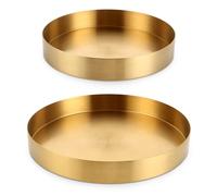 WOPPLXY 2 bandejas decorativas redondas, 22 cm de diámetro + 18 cm de diámetro, platos decorativos redondos, para velas, cosméticos, jarrones, servicio de té
