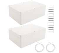 WOPPLXY 2 cajas de derivación impermeables IP65, 26,5 x 18,5 x 9,5 cm, caja de distribución empotrada, carcasa ABS, caja electrónica para ambientes húmedos (blanco)