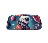 WOPQS Cool Man in Outer Space - Estuche organizador para lápices, diseño de galaxia, suministros estéticos, multifuncional, color plateado, talla única, organizador de bolsas, plateado, One Size,