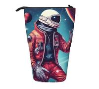 WOPQS Cool Man in Outer Space Galaxy - Estuche retráctil vertical para lápices, papelería, bolsa de almacenamiento multifuncional