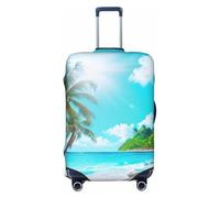 WOPQS Cubierta elástica de protección para equipaje, diseño de playa y océano tropical, protector de tapa de equipaje para maletas de 18 a 32 pulgadas, Black, M