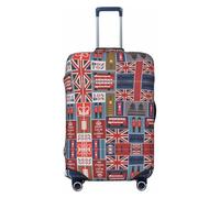 WOPQS England Symbols - Funda protectora elástica para equipaje para maletas de 45,7 a 81,3 cm, Black, XL