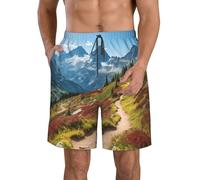 WOPQS Glacier National Park - Pantalones cortos de playa para hombre, para verano, natación, relajarse, caminar, correr, blanco, XXL corto