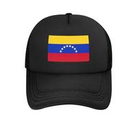 WOPQS Gorra de béisbol con la bandera de Venezuela para adultos, de malla, para camionero, béisbol, golf, deportes al aire libre, para correr, clásica, Negro, Talla única