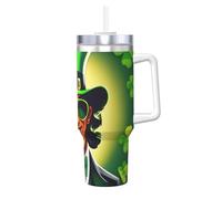 WOPQS Happy St Patrick's Day - Taza aislada reutilizable de acero inoxidable con asa, 1,134.0 g, para uso diario en el hogar