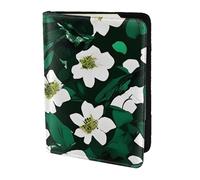 WOPQS Hunter - Soporte para pasaporte con patrón de pétalos florales verdes de 5.5 pulgadas, organizador de bloqueo de documentos para accesorios de viaje