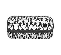 WOPQS Silhouettes of Martial Arts - Estuche multifuncional para lápices, bolsa de almacenamiento para oficina, gran capacidad, Black, Talla única, Organizador de bolsas