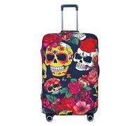 WOPQS Sugar and Skulls and Flowers - Funda protectora elástica para equipaje, tapa de equipaje para maletas de 18 a 32 pulgadas, Black, L
