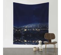 WOPQS Tapiz con diseño de vista de la Tierra, 152 x 129 cm, decoración de pared, para interiores y exteriores, manta colgante para porche