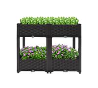 WOQLIBE Bancal elevado, 2 niveles de plástico, 80 x 40 x 67 cm, para jardines, balcones, terrazas